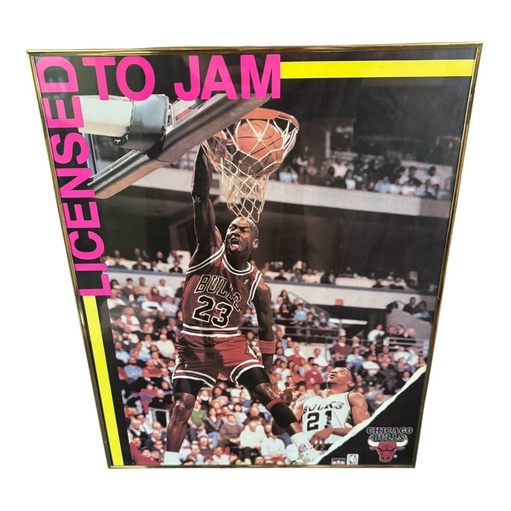 1990 Starline Michael Jordan Licensed to Jam Poster Framed Chicago Bulls NBA
